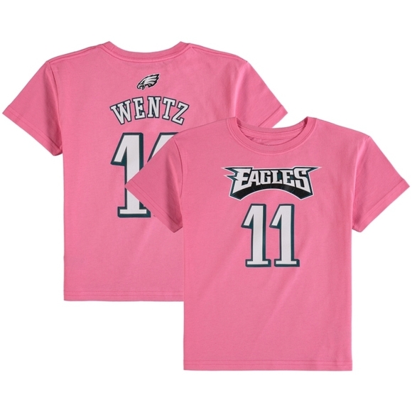 Girl Preschool Carson Wentz Pink Philadelphia Eagles Mainliner Player Name & Num - Picture 1 of 5